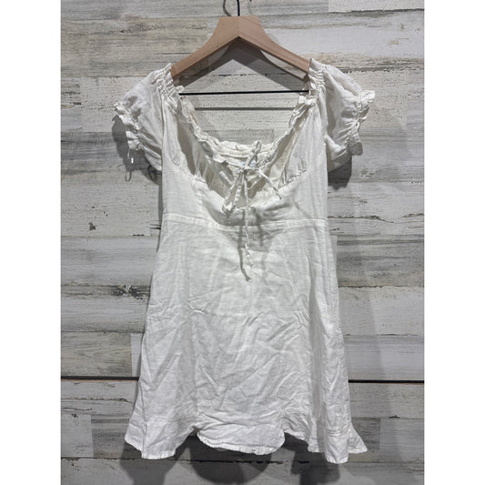 Urban Outfitters Mini Dress Women S White Linen Puff Sleeve Cottagecore EUC0