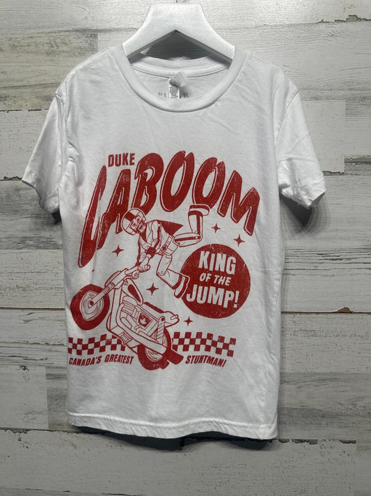 Pixar Toy Story 4 Duke Caboom Graphic Tee Youth Medium White Red Stuntman EUC0