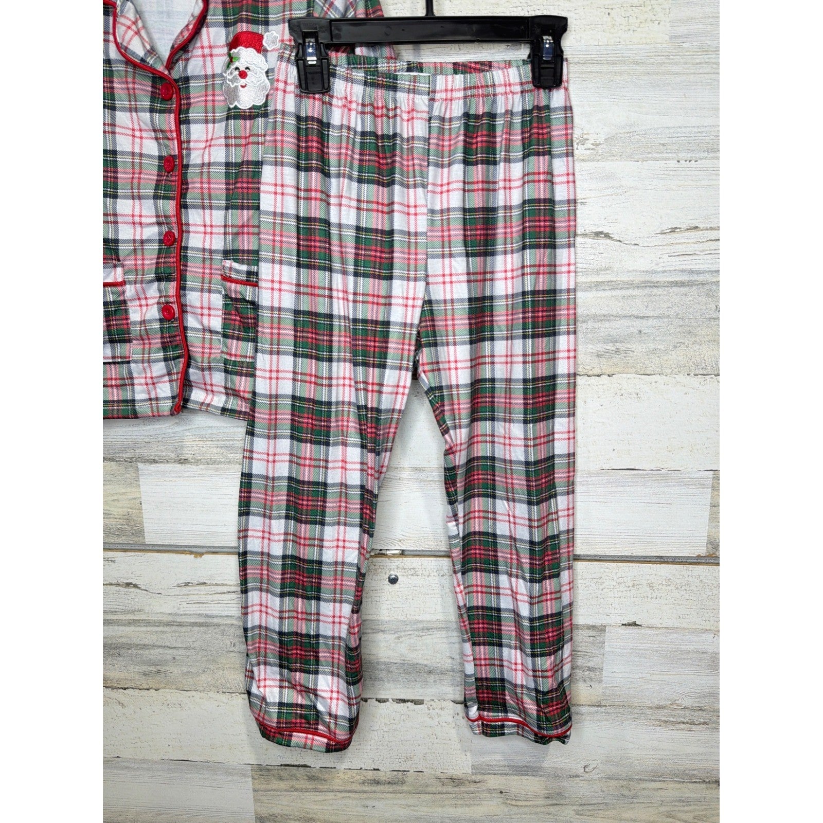 Rylee Faith Designs Pajama Set Kids 7 Red Plaid Santa Holiday3