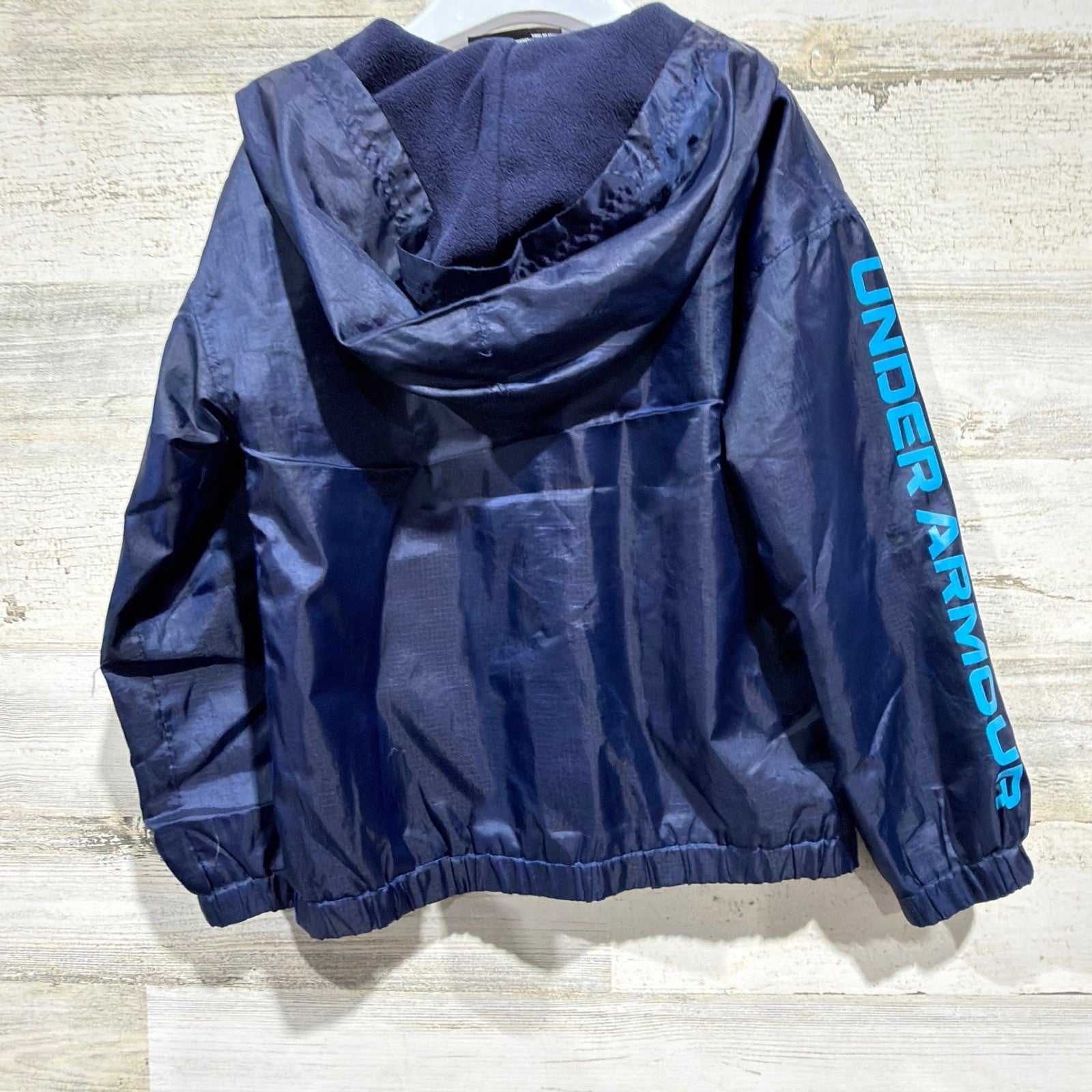 Under Armour Jacket Boys 5 Blue ColdGear Fleece Lined Windbreaker EUC3