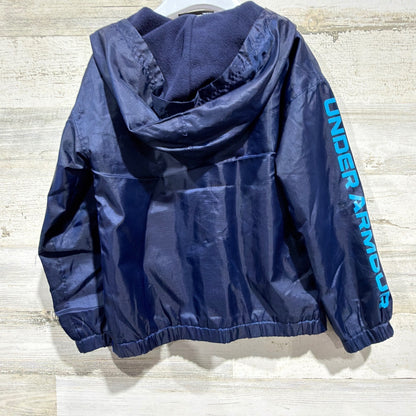 Under Armour Jacket Boys 5 Blue ColdGear Fleece Lined Windbreaker EUC3