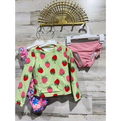 Snapdoodles Andy & Evan Swimsuit Bundle Girls 3T / 4 Green Pink Floral Flawed*9