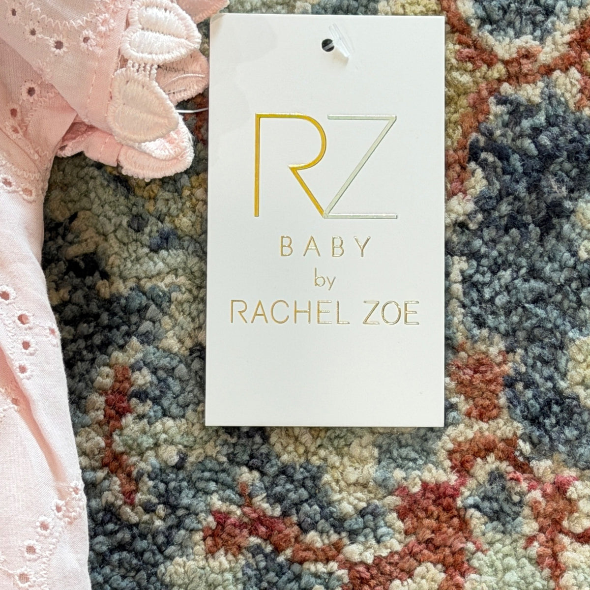 Rachel Zoe Romper Set Girls 3-6M Pink Heart Eyelet Bow Coquette NWT2