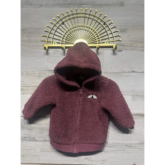 PL Kids Sherpa Fleece Hoodie Girls 9M Mauve Firefly Zip Up EUC0