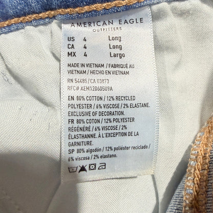 American Eagle Next Level Stretch Jegging Women 4 Long Blue Distressed Denim8