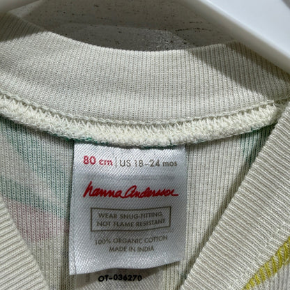 Hanna Andersson Lemon Romper Girls 18-24 mos White Yellow Organic Cotton EUC1