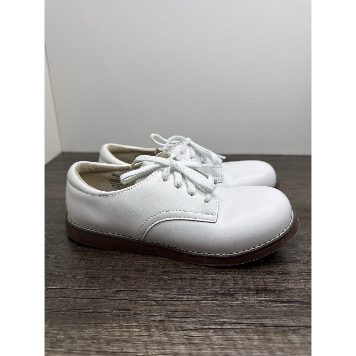 Footmates Willy Oxford Boys 13.5 White Leather Lace Up Classic Preppy EUC0