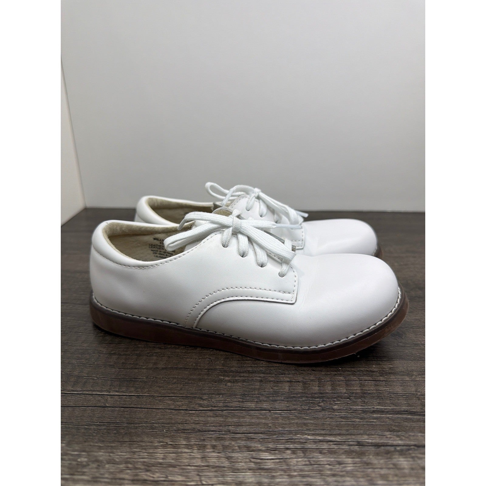 Footmates Willy Oxford Boys 13.5 White Leather Lace Up Classic Preppy EUC0