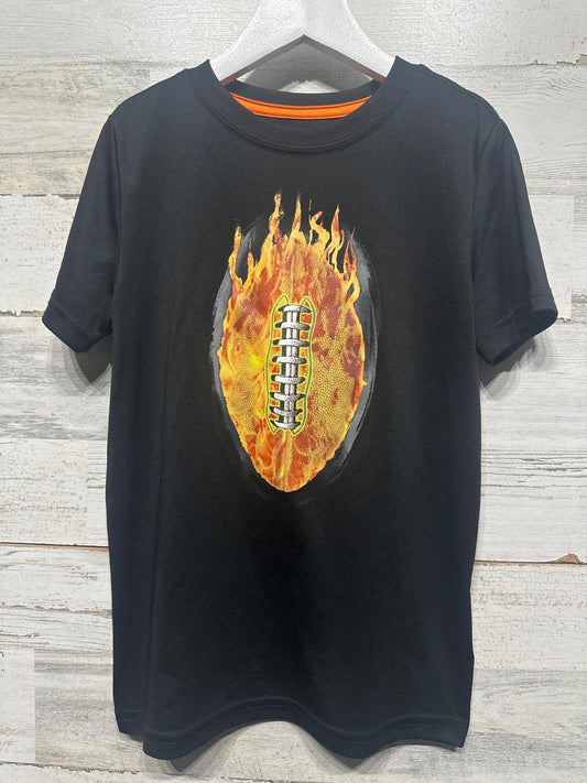 BCG Graphic Tee Boys Small 8 Black Flaming Football Activewear0