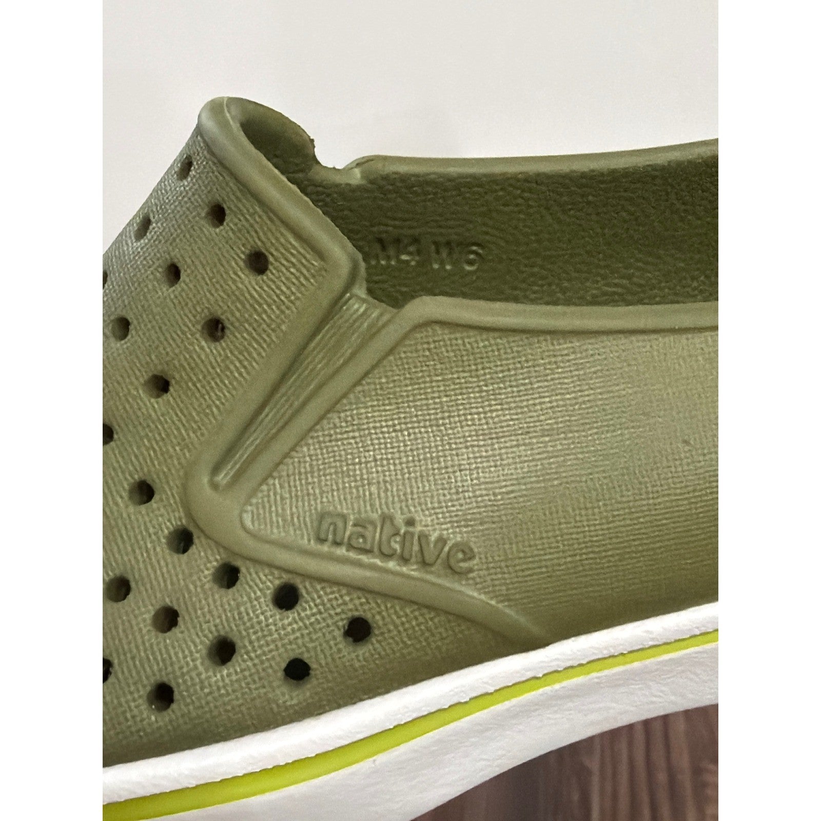 Native Miles Shoes Mens 4 Dark Green Slip On Perforated Gorpcore New6