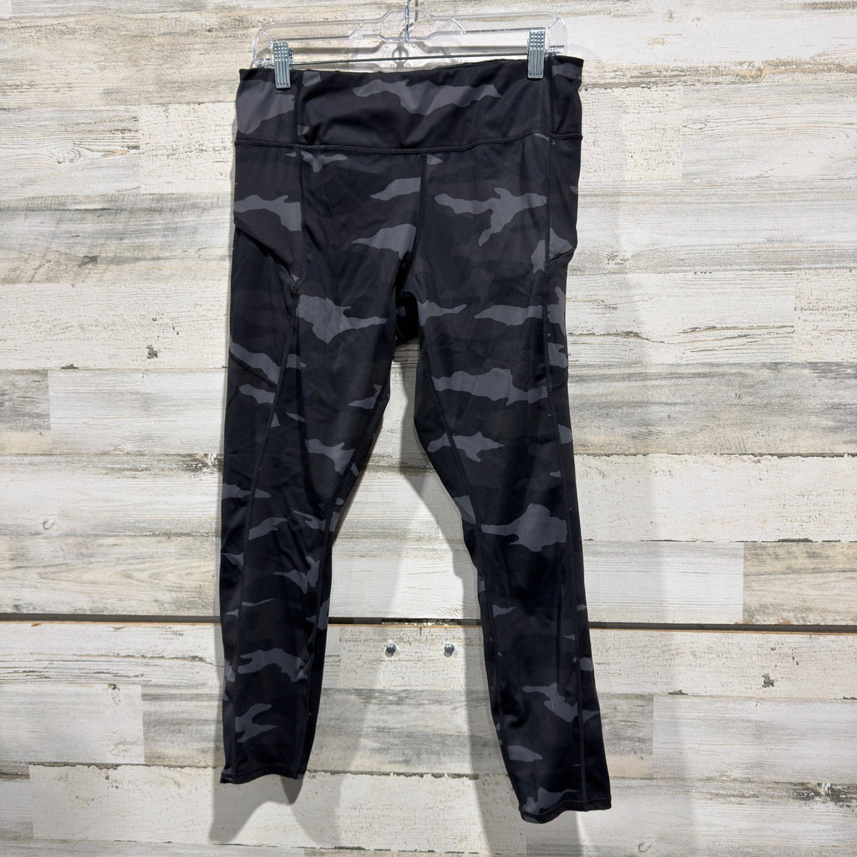 Athleta Camo Active Leggings Womens L Black Grey Camouflage GUC*0