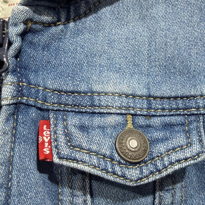 Levi's Hooded Denim Bomber Jacket Kids 12M Blue Cotton Blend Classic EUC2