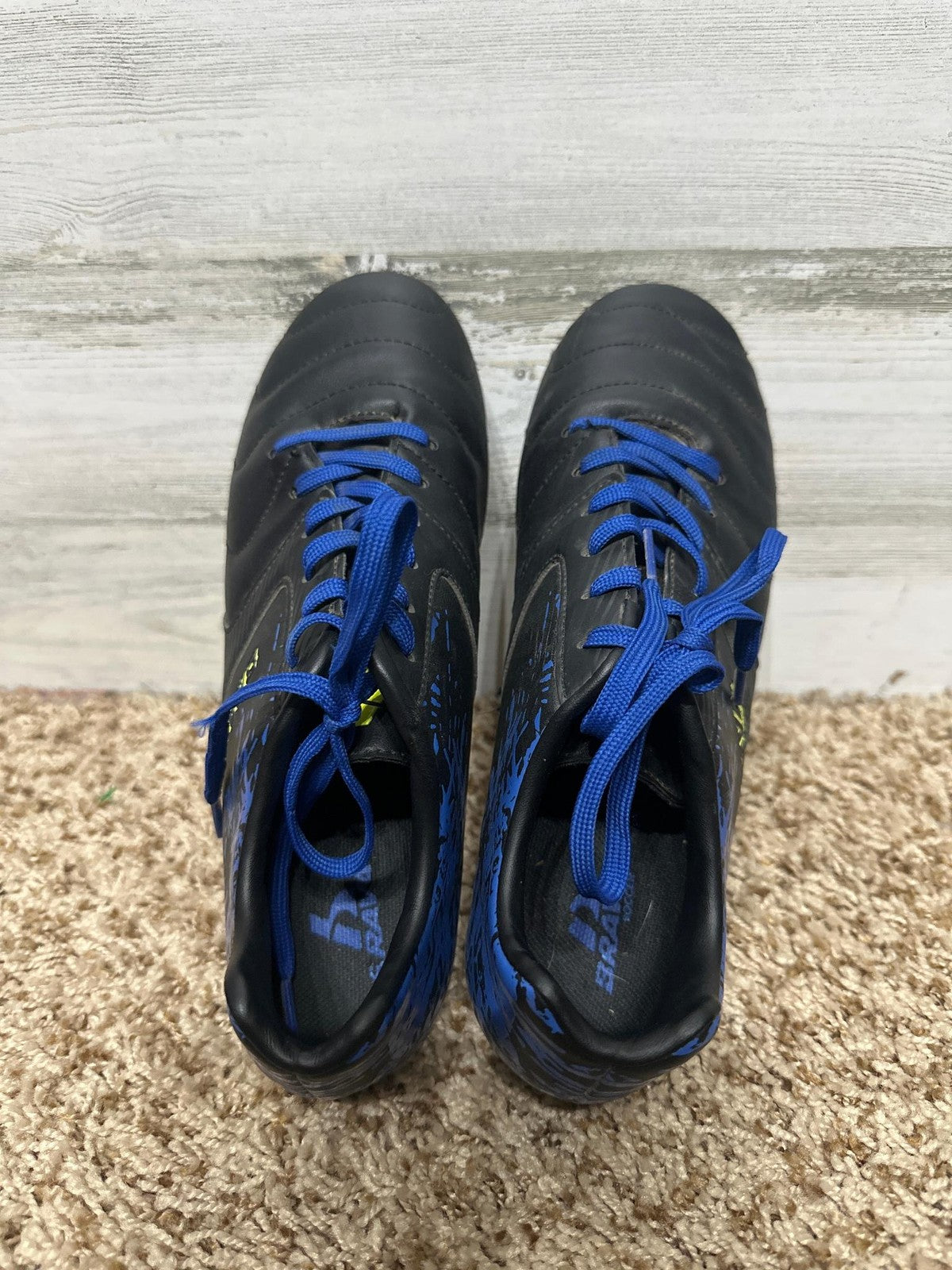 Brava Soccer Cleats Kids Size 6 Black Blue Splatter Athletic Shoes GUC3