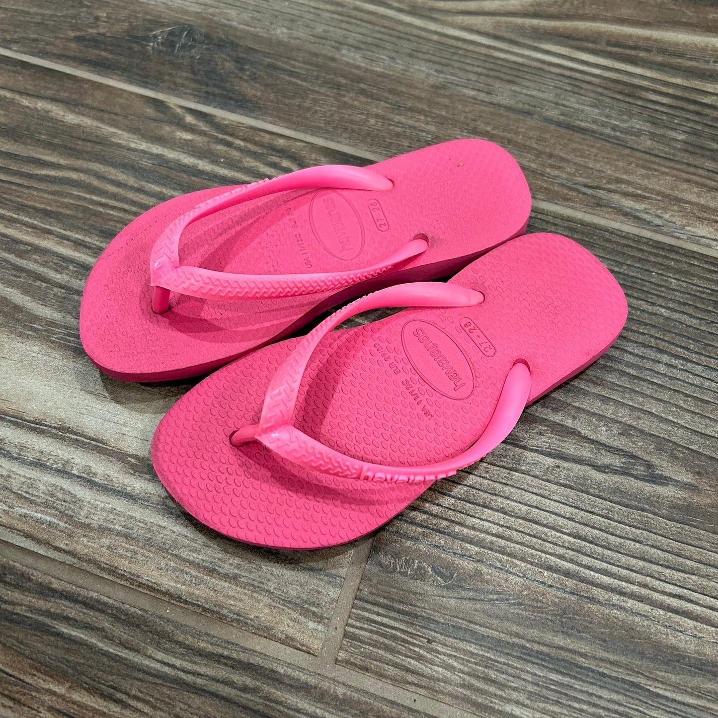 Havaianas Flip Flops Girls 27/28 Pink Rubber Sandals Beach0