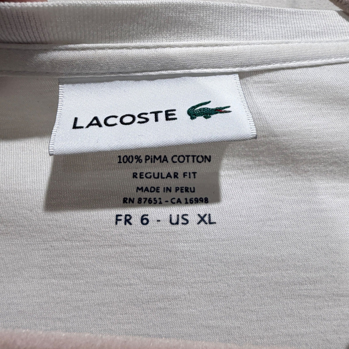 Lacoste Pima Cotton V-Neck T-Shirt Men XL White Solid Classic Flawed*4
