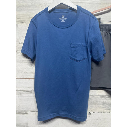 Class Club T-Shirt and 90 Degrees Shorts Set Boys 10/12 Blue Grey Pocket Tee EUC2