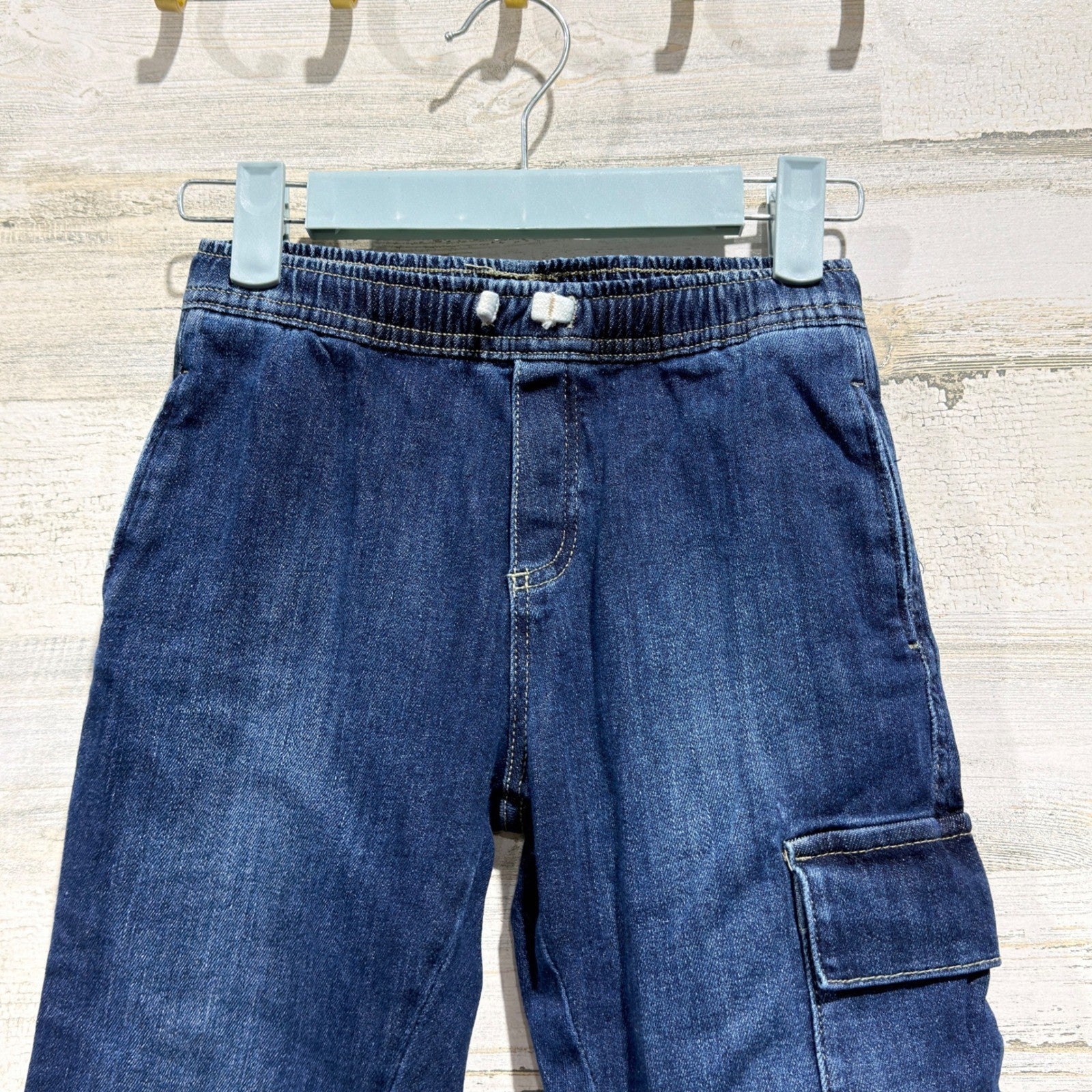 Zara Cargo Jeans Boys Size 7 Blue Elastic Waist Jogger Utility Gorpcore EUC1