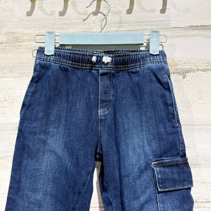 Zara Cargo Jeans Boys Size 7 Blue Elastic Waist Jogger Utility Gorpcore EUC1
