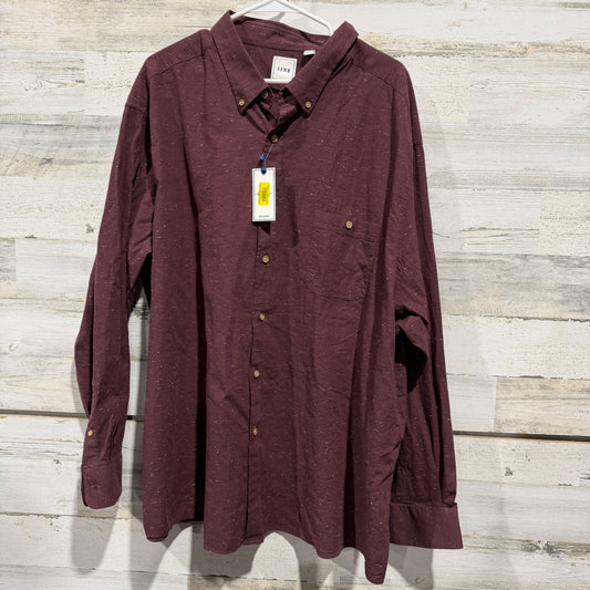ROWM Big Man Button Down Shirt Mens 4XB Burgundy Speckled Cotton Casual NWT0