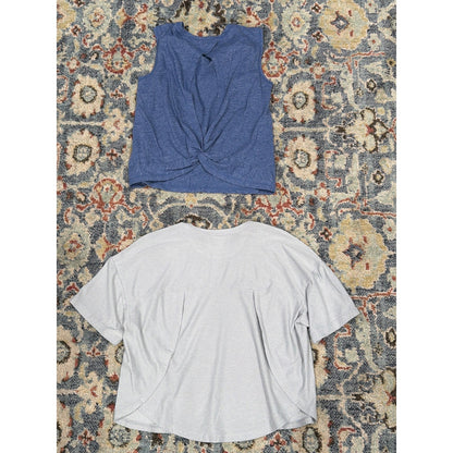 Old Navy Shirt Bundle Girls 10/12 Blue Grey Tank Tee Active Basics Casual EUC1