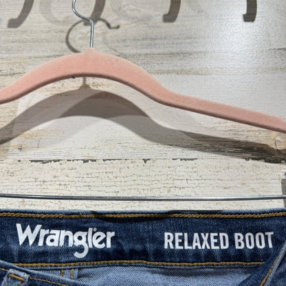 Wrangler Relaxed Boot Cut Jeans Men 30x30 Blue Denim Stretch Western Work GUC1