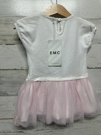 EMC Tutu Dress Girls 9M White Pink Floral Rhinestone Tulle NWT2