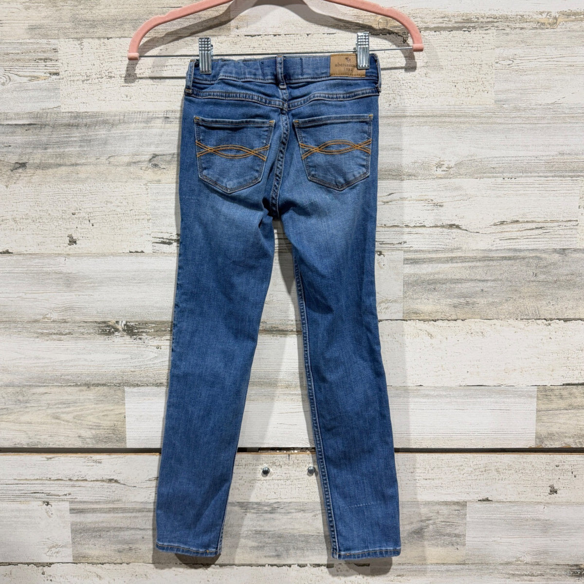 Abercrombie Skinny Jeans Girls 7/8 Blue Distressed Denim School GUC2