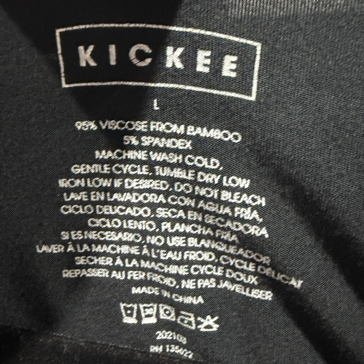 Kickee V-Neck Shirt Mens L Black Bamboo Viscose Spandex Basic Casual EUC1