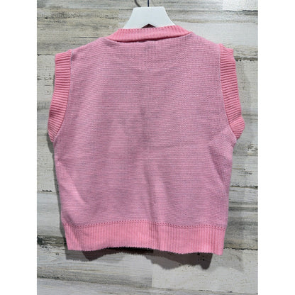 Vintage Rags Knitwear Sweater Vest Girls 18 Pink Novelty Windowpane Made in USA5