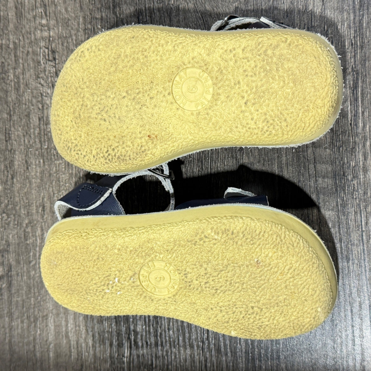 Sun-San Surfer Sandals Boys Size 6 Navy Blue Leather Buckle Classic GUC*5