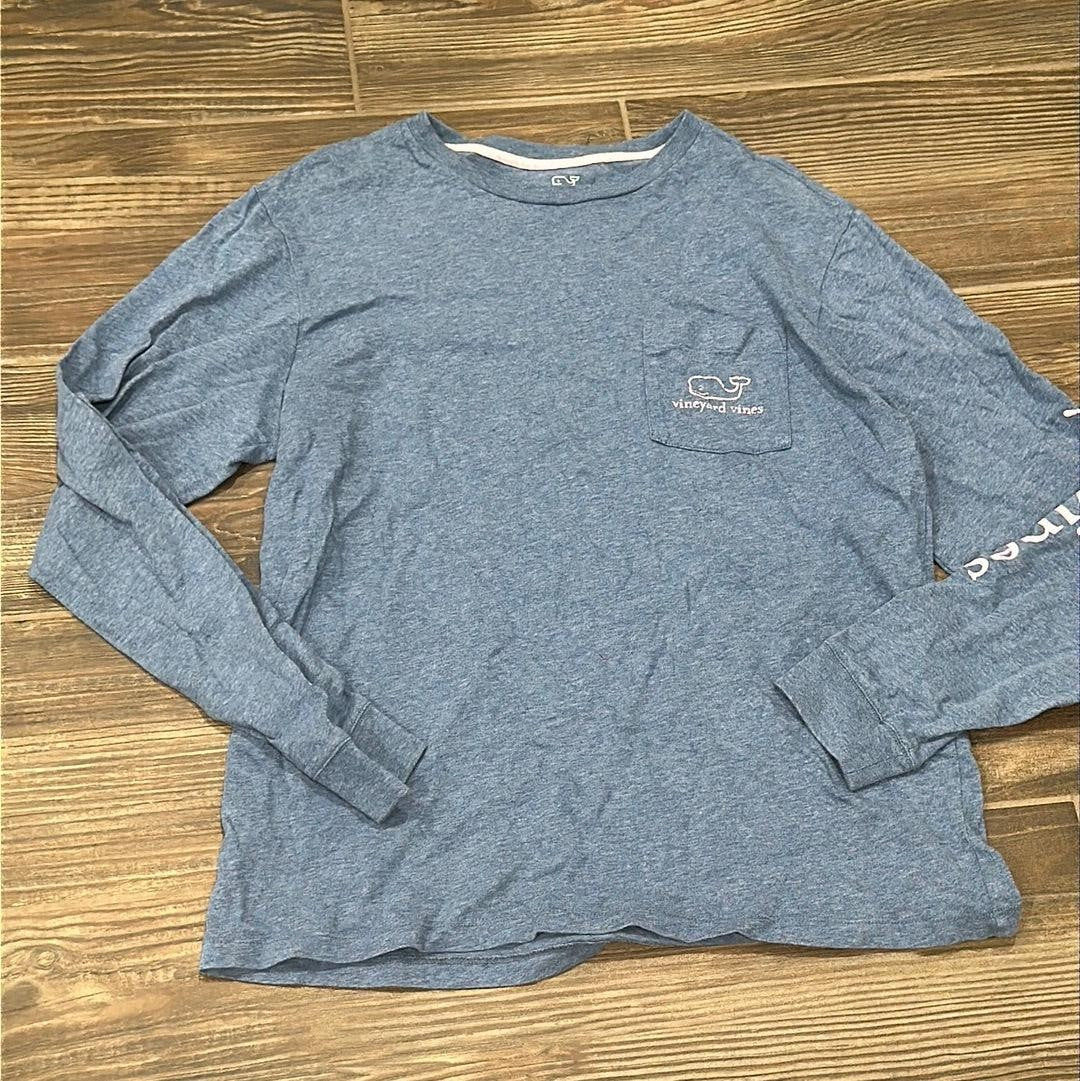 Vineyard Vines Long Sleeve T-Shirt Men S Blue Whale Logo Pocket Tee2