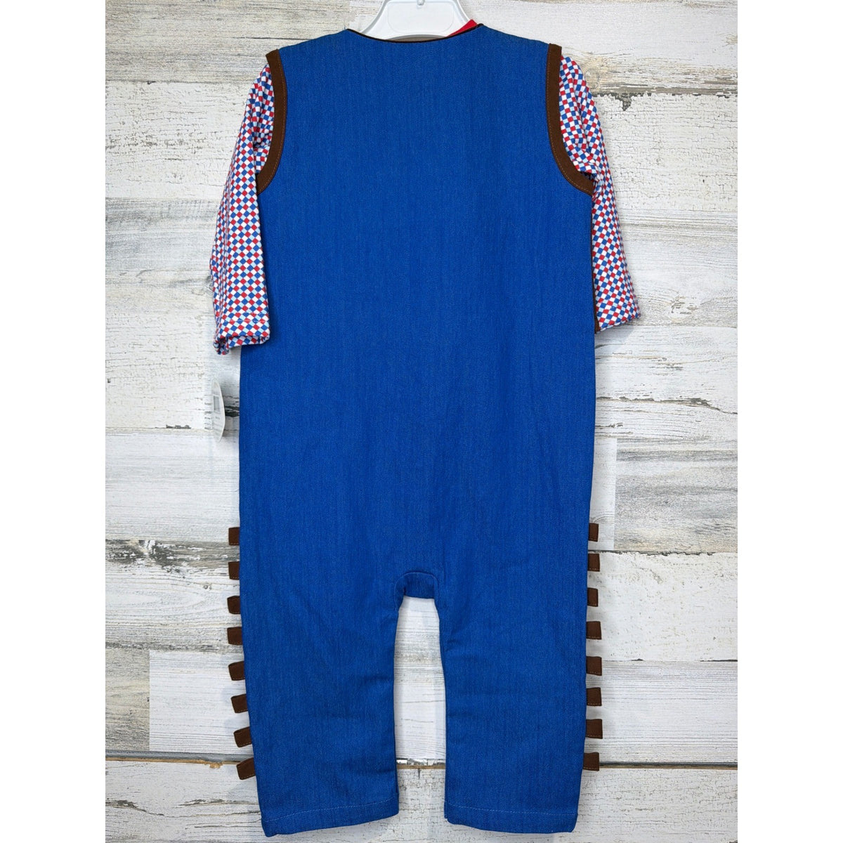 Stephan Baby Cowboy Sheriff Romper Boys 12-18M Blue Brown Western Woody Core NWT5