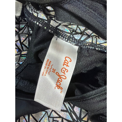 Leotard Girls 3T Black Silver Holographic Geometric Dance Gymnastics2