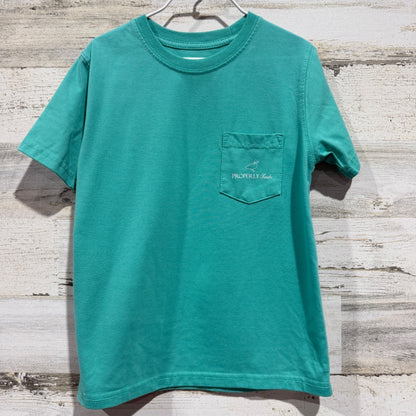 Properly Tied Pocket Tee Boys 6 Teal Mallard Duck Graphic Preppy EUC0