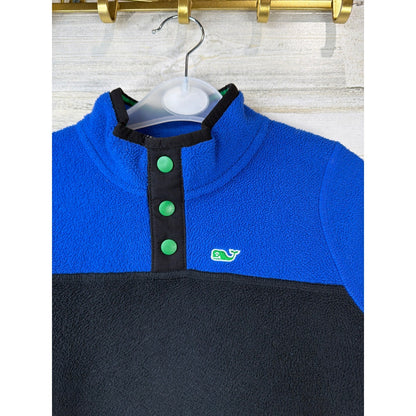 Vineyard Vines Fleece Pullover Boys 4T Blue Black Snap Shep Shirt Preppy *Flawed1