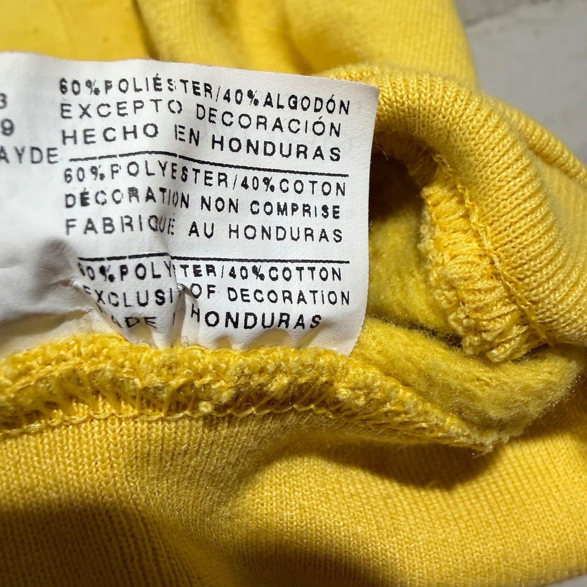 Champion Script Logo Hoodie Women Small Yellow Poly Cotton Athleisure Flawed*3