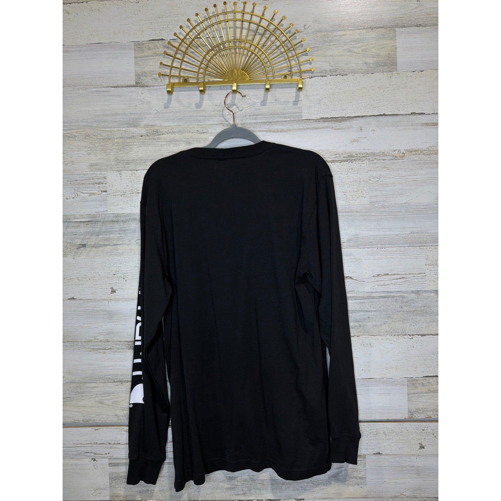 Carhartt Long Sleeve Shirt Mens Small Black Loose Fit Graphic Workwear EUC3