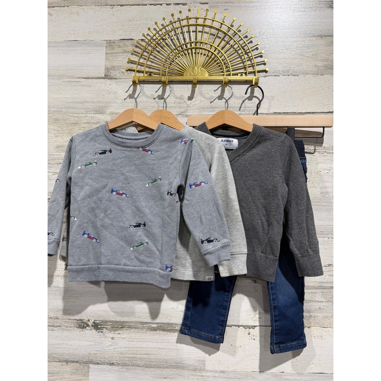 Gap Old Navy Wonder Nation Boys 2T Cars Grey Basics Shirts Jeans Bundle0