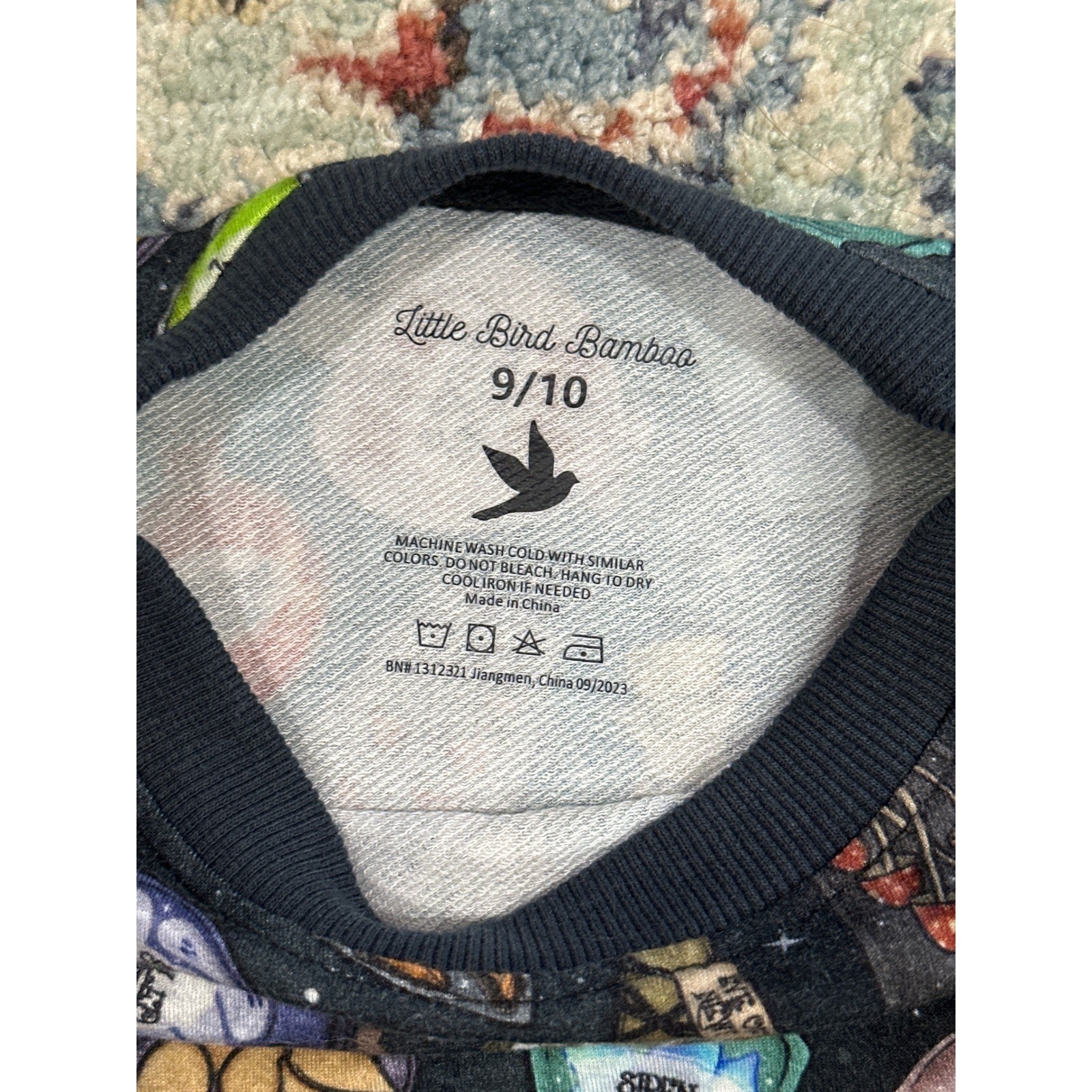 Little Bird Bamboo Pajama Set Kids 9/10 Black Potion Bottle Print EUC4