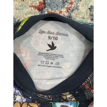 Little Bird Bamboo Pajama Set Kids 9/10 Black Potion Bottle Print EUC4