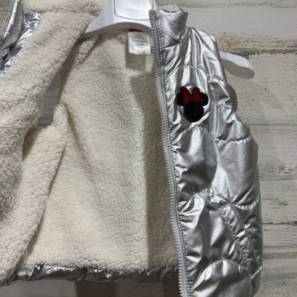Disney Minnie Mouse Puffer Vest Girls 3T Silver Metallic Polyester Winter EUC5