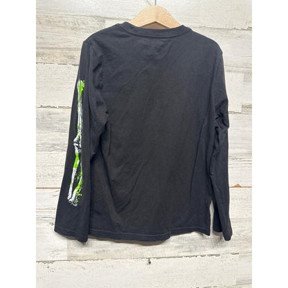 Skeleton Long Sleeve Shirt Boys 8 Black Pumpkin Graphic EUC1