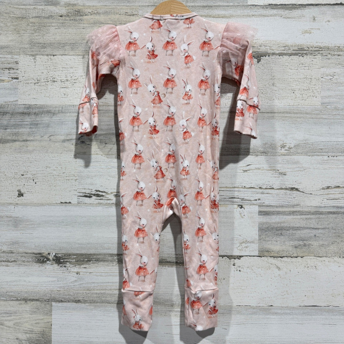 before & ever Bunny Ballerina Sleeper Girls 12-18M Ruffle Mesh Whimsical EUC4