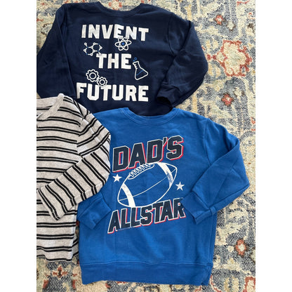 Boys 4T Bundle Long Sleeve Pants Blue Grey Striped Graphic Denim 4pc1