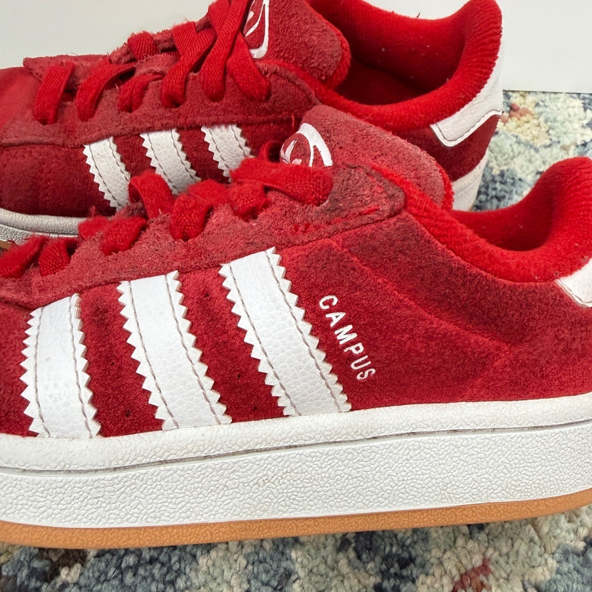 Adidas Campus 00s Kids Size 13K Red Suede Chunky Skater Sneaker Play *Flawed4