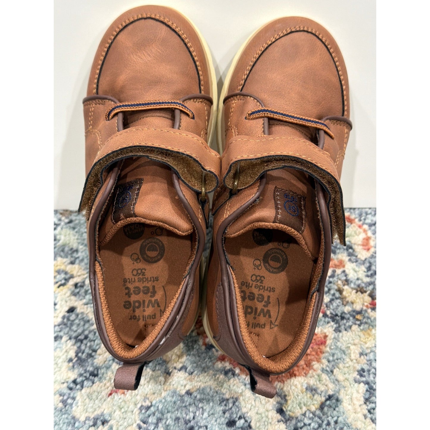 Stride Rite Dress Sneakers Boys 12M Brown Wide Fit Orthopedic Classic EUC4