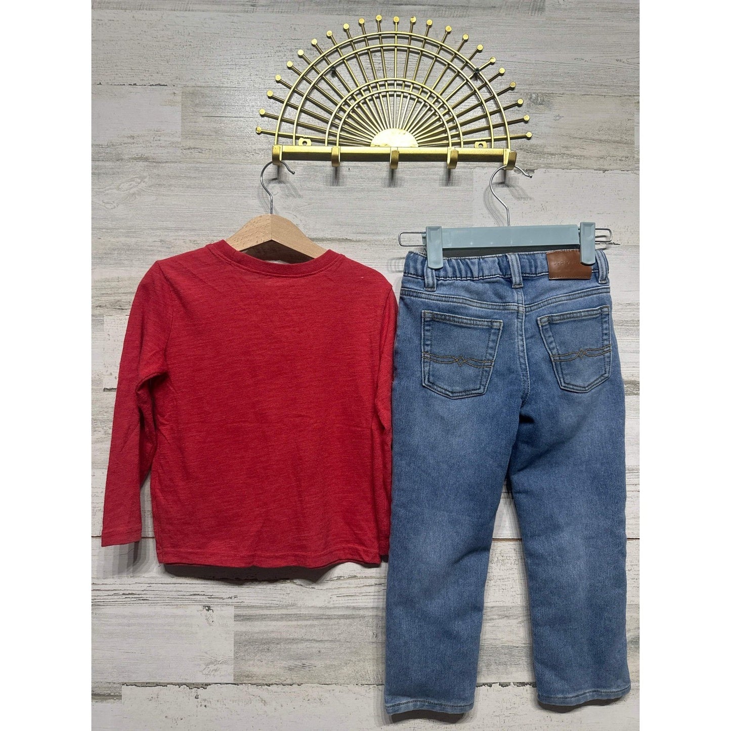 Lucky Brand Outfit Set Boys 4T Red Blue Winnie Pooh Jeans Shirt EUC4