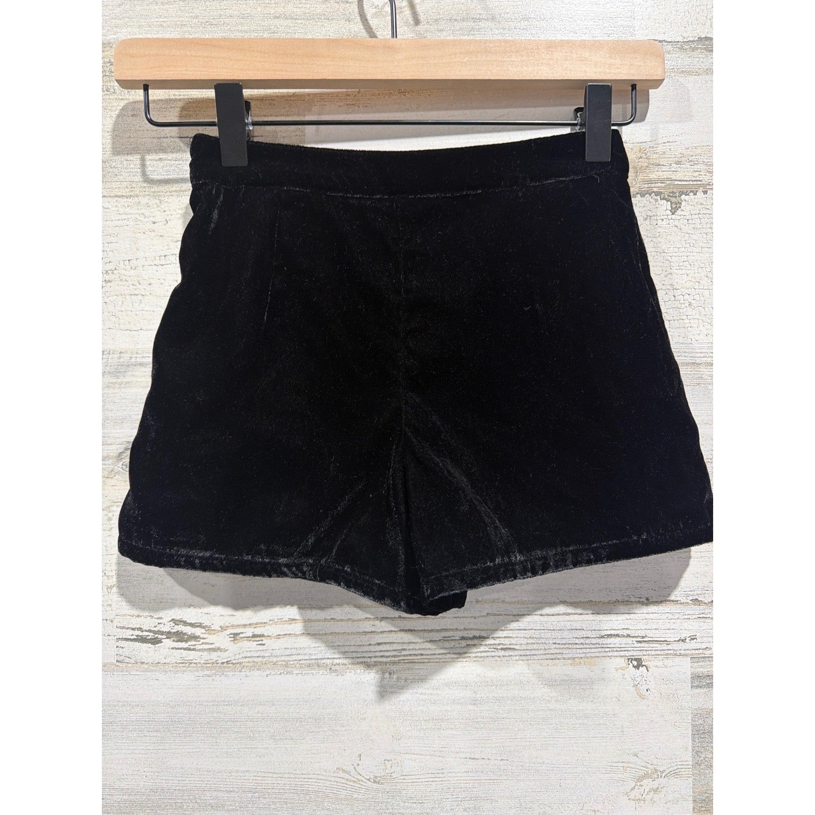 Zara Velvet Shorts Girls 6 Black Silver Beaded Embroidered Coquette EUC2