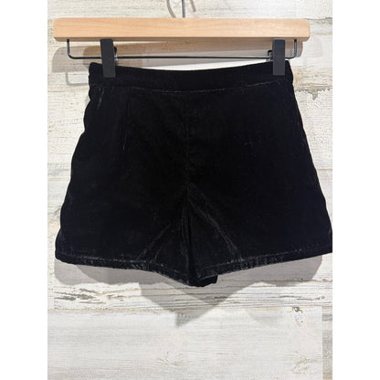 Zara Velvet Shorts Girls 6 Black Silver Beaded Embroidered Coquette EUC2