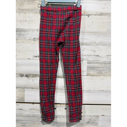 Janie and Jack Plaid Pants Girls 8 Red Tartan Gold Button Holiday EUC2